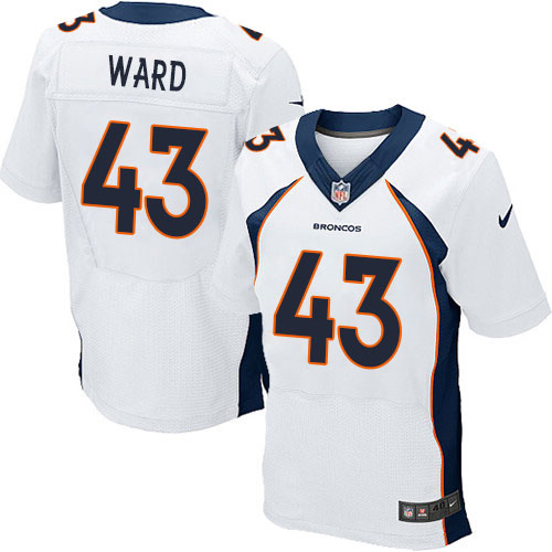 Men's Elite T.J. Ward Nike Jersey White Road - #43 NFL Denver Broncos